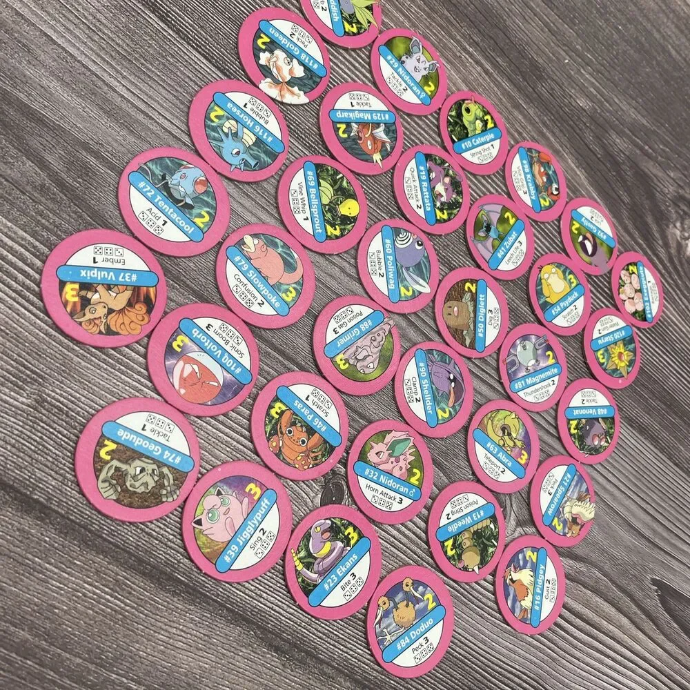 Pokémon Master Trainer Board Game 34 Pink Pokémon Chip Lot OEM Replacement Parts